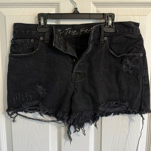 Free People black denim cutoff short